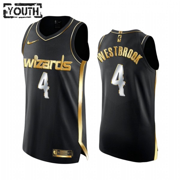 Washington Wizards Trikot Russell Westbrook 4 2020-21 Schwarz Golden Edition Swingman - Kinder